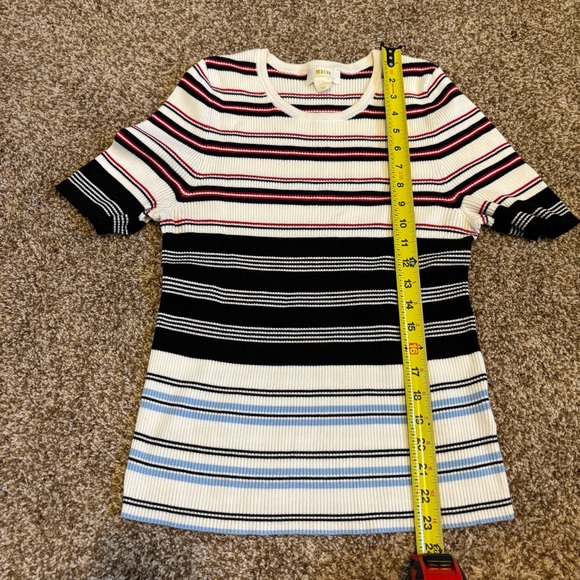 Maeve by Anthropologie || Ribbed Striped Knit Sweater Tee Size L - Picture 7 of 10
